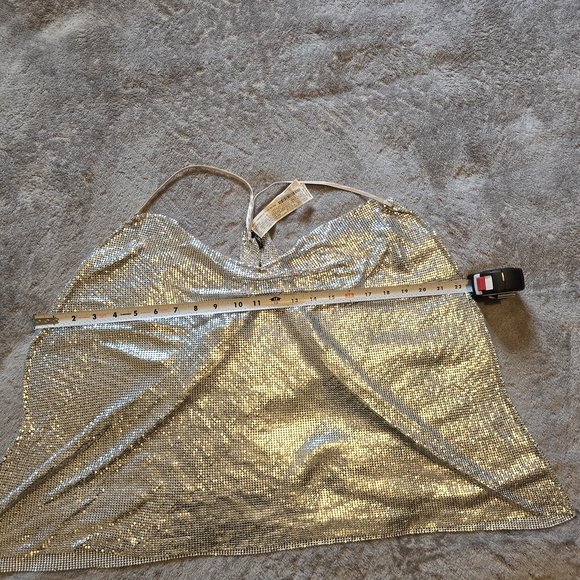 Zara 100% Aluminum Metal Mesh Silver Metallic Halter Top - Picture 10 of 12
